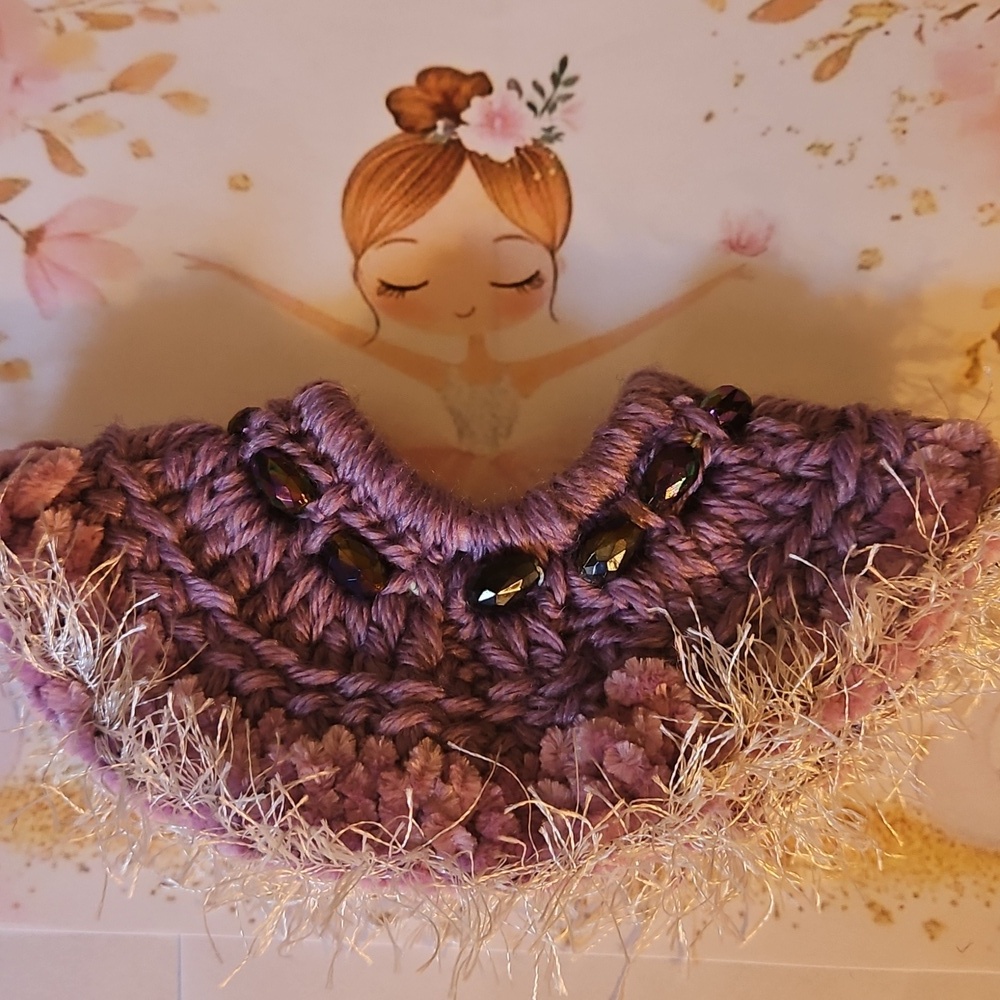 Balletcore Tutu Scrunchie Handmade Purple Ballerina Bun accessory Upcycled Beads - Picture 12 of 17